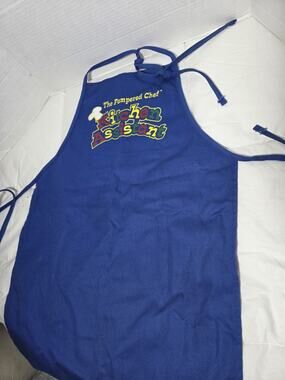 THE PAMPERED CHEF Kids Apron Blue Kitchen Assistant Vtg Cottom Blend Playful Y2K
